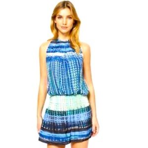 Ramy Brook Paris Print silk Sleeveless mini Dress blue summer party revolve $400